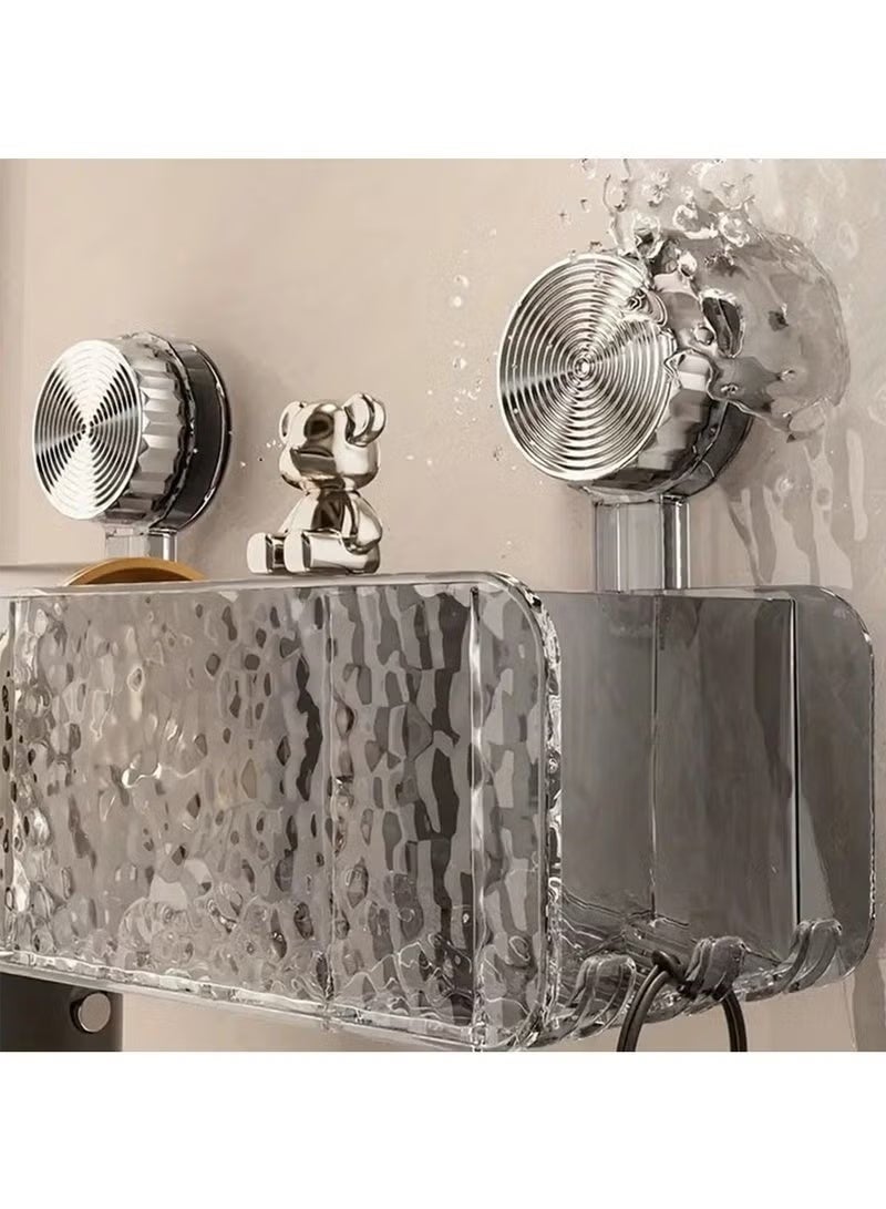 Suction Cup Shower Caddy, No Drill Wall Mounted Bathroom Shelf Organizer with Front Baffle  Drainage Holes, Thickened BPA-Free PET ABS Rustproof Removable Storage Rack for Shampoo, Hair Dryer  Combs - Image 2