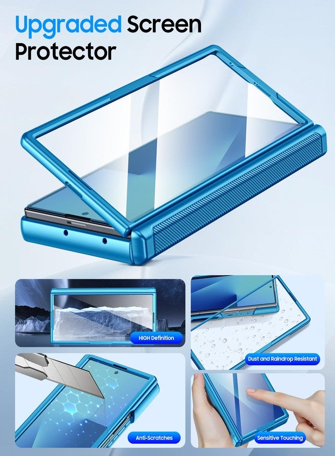 BSNRM for Samsung Galaxy Z Fold 7 Case with Card Holder RFID Blocking, Built in Slide Lens Cover & Hinge Protection & Screen Protector, Shockproof Wallet Case for Z Fold 7 (Lake Blue) - Image 5