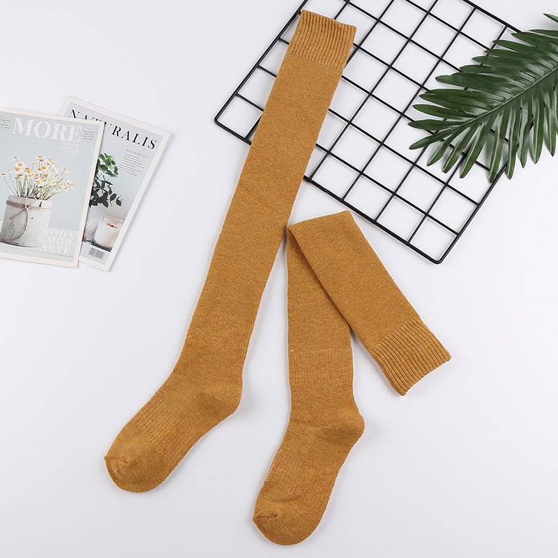 Thick Fleece Over-Knee Socks for Women Winter Warm Leg Warmers turmeric  - Image 1