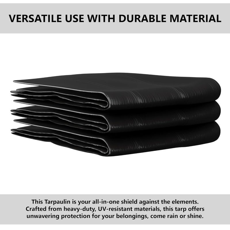 Kuber Industries Kuber Industries Tirpal 15x18 Feet Waterproof Tarpaulin Sheet 120 GSM Tadpatri Tharpai EcoFriendly Tent Tirpal Thadika Thappi Tarp Lightweight Premium Tirpal Black - Image 2
