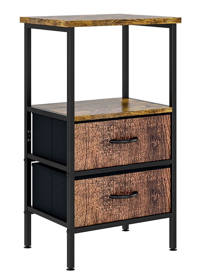 Solerconm Side Table Bedside Table with 2 Fabric Storage Drawers for Bedroom Living Room Dorm Night Stands for Small Space - Image 1