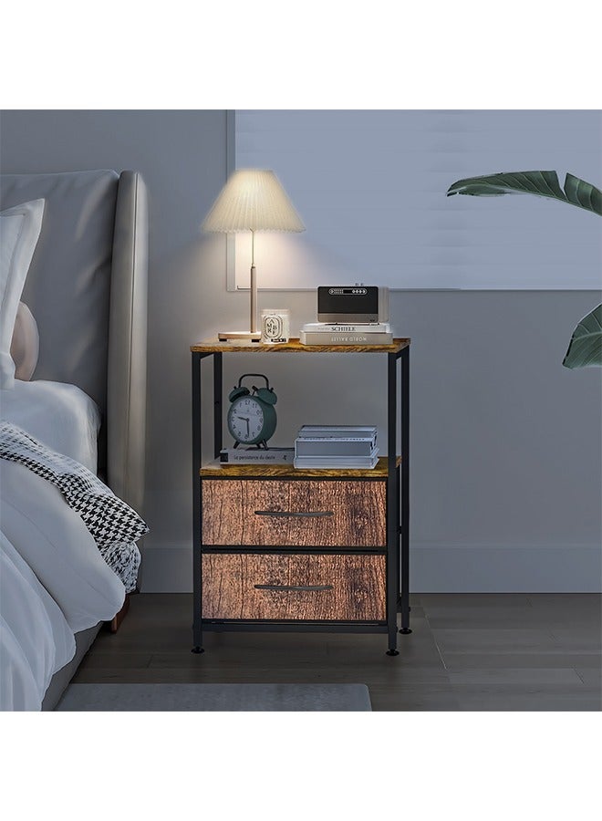 Solerconm Side Table Bedside Table with 2 Fabric Storage Drawers for Bedroom Living Room Dorm Night Stands for Small Space - Image 4