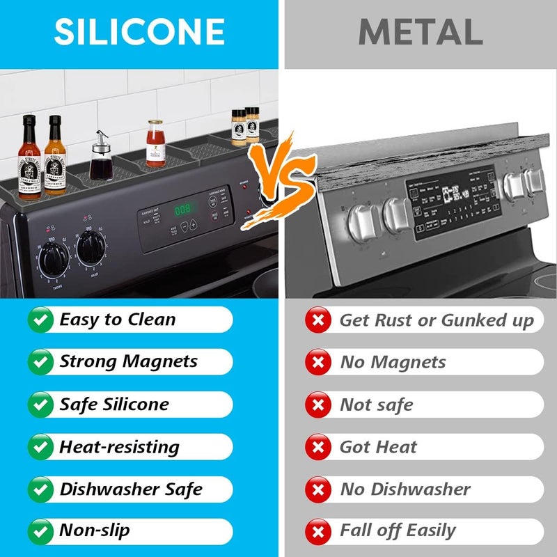 Hydream Stove Top for Silicone Shelf,30 Inch Magnetic Shelf Over the Stove Spice Rack,Kitchen Shelf for Above Stovetop Organizer Magnet Flat Back of Stove-Dark Grey - Image 4