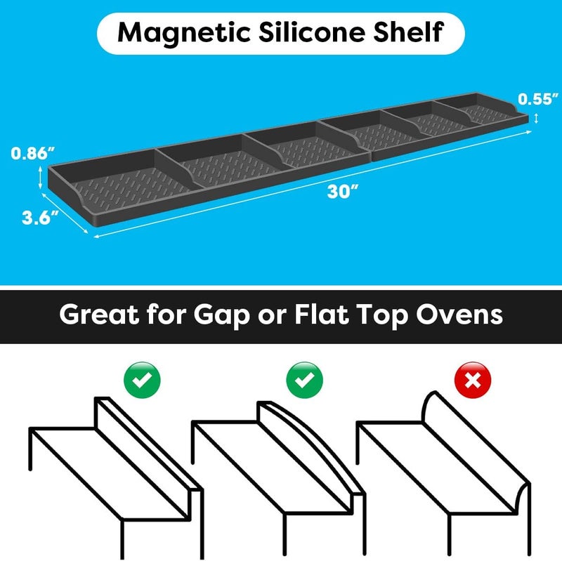 Hydream Stove Top for Silicone Shelf,30 Inch Magnetic Shelf Over the Stove Spice Rack,Kitchen Shelf for Above Stovetop Organizer Magnet Flat Back of Stove-Dark Grey - Image 2