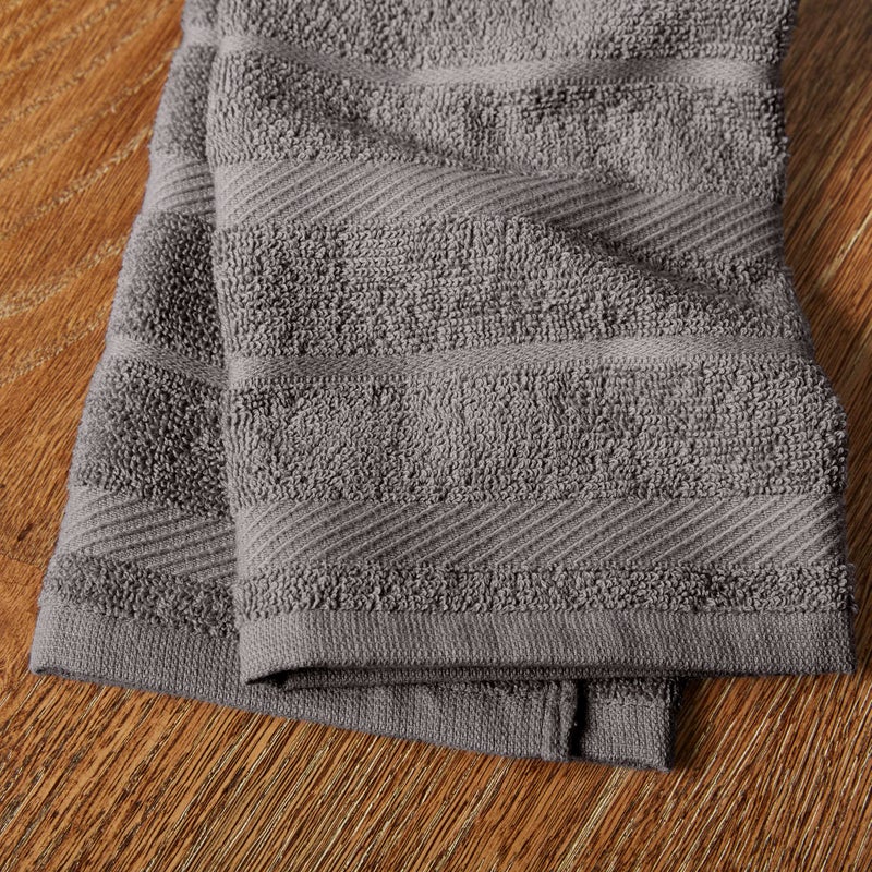 KitchenAid Albany Kitchen Towel 4-Pack Set  Charcoal Grey/White  16""x26"" - Image 4