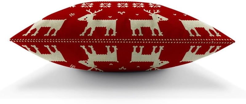 Moslion Snow Pillows Decorative Throw Pillow Cover Case Christmas Snowflake Triangle Snowman Moose Reindeer Pillow Case 18x18 Inch Cotton Linen Square Cushion Cover Happy Father's Day Sofa Bedroom Red - Image 5
