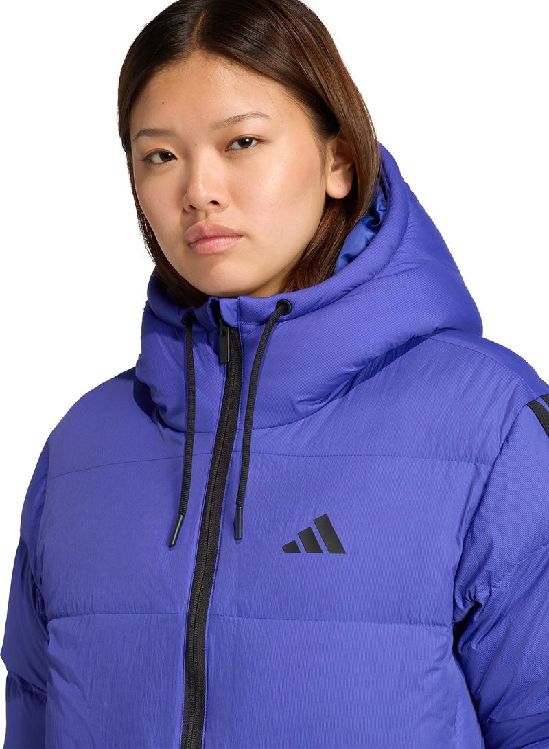 Adidas 3-Stripe Essential Climawarm Puffer Down Hooded Jacket - Image 3