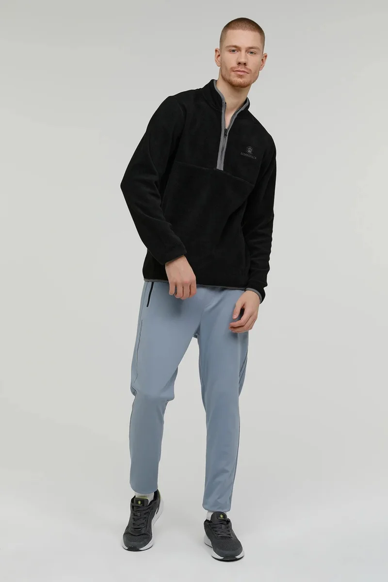 لامبرجاك Half Zipper Zack Black Men's Fleece 2W7LMP1023PR