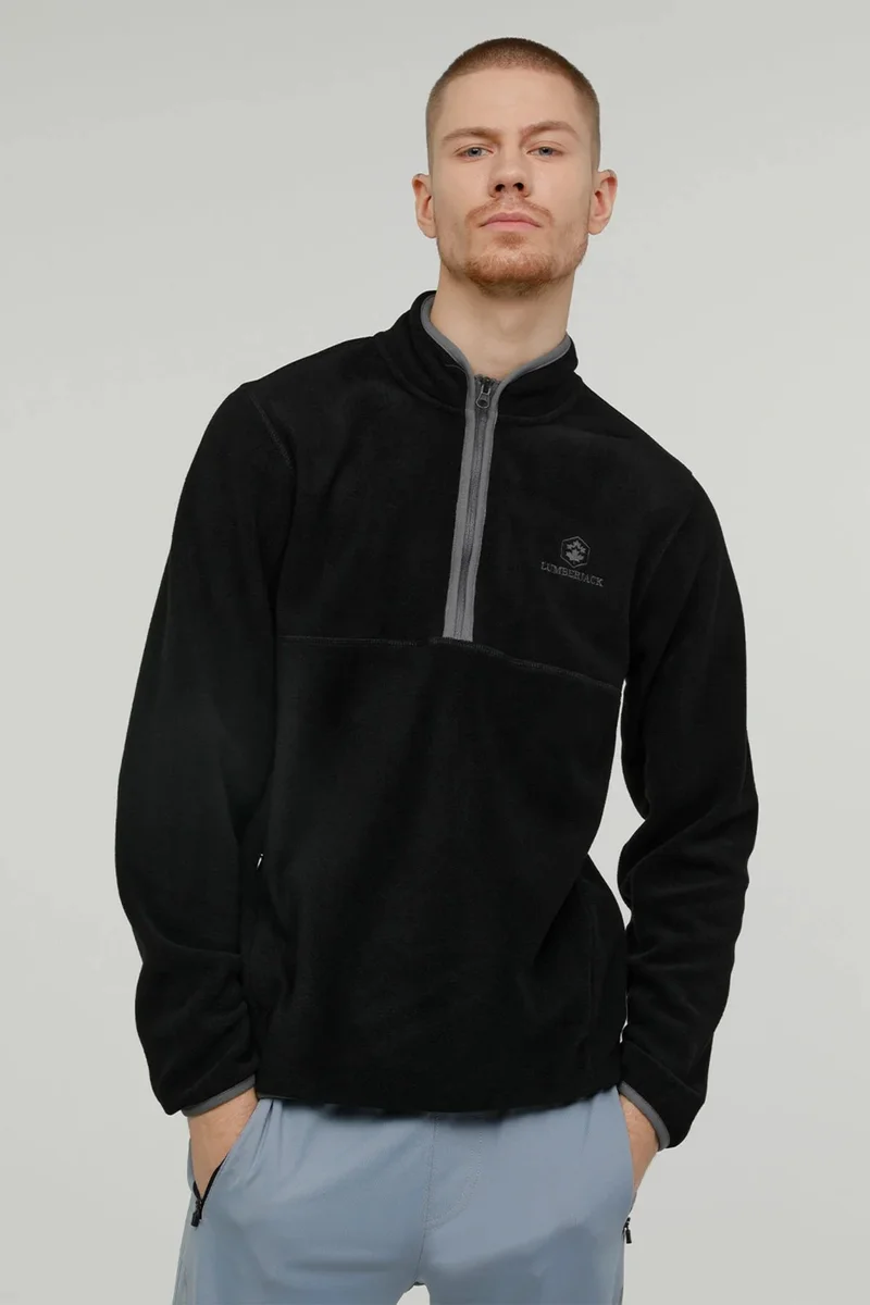 لامبرجاك Half Zipper Zack Black Men's Fleece 2W7LMP1023PR