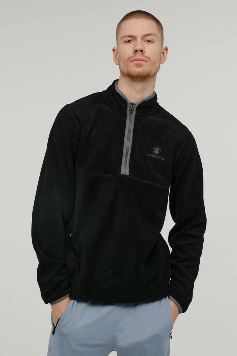Half Zipper Zack Black Men's Fleece 2W7LMP1023PR