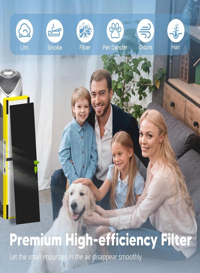 فلتر بديل FLT4825 متوافق مع أجهزة تنقية الهواء G-Guardian AC4825، AC4300، AC4900، AC4825DLX، AC4850، CDAP4500، AP2200، 4 فلاتر عالية الكفاءة + 8 فلاتر أولية من الكربون النشط، أصفر - Image 4