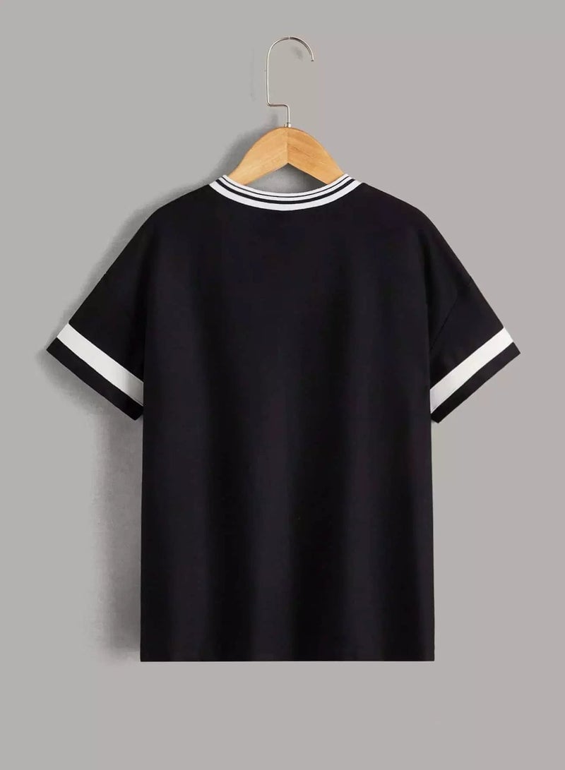 Girls Number and Slogan Print Colorblock Tee  - Image 2