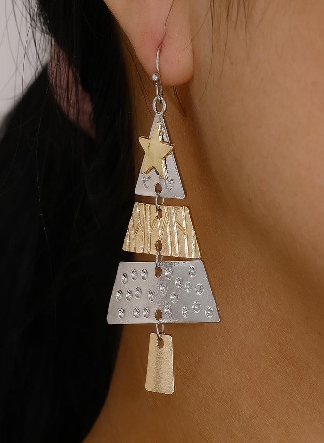 ZMANYIJEW Christmas Tree Earrings for Women, Dainty Metal Splicing Christmas Tree Earrings for Women, Fashion Holiday Drop Dangle Earring for Women - Image 4