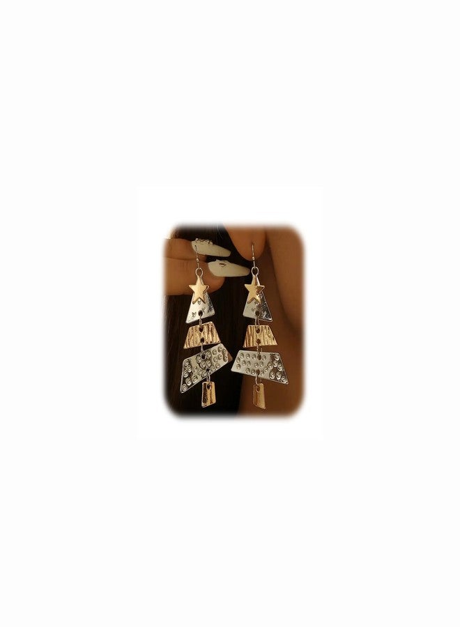 ZMANYIJEW Christmas Tree Earrings for Women, Dainty Metal Splicing Christmas Tree Earrings for Women, Fashion Holiday Drop Dangle Earring for Women - Image 1