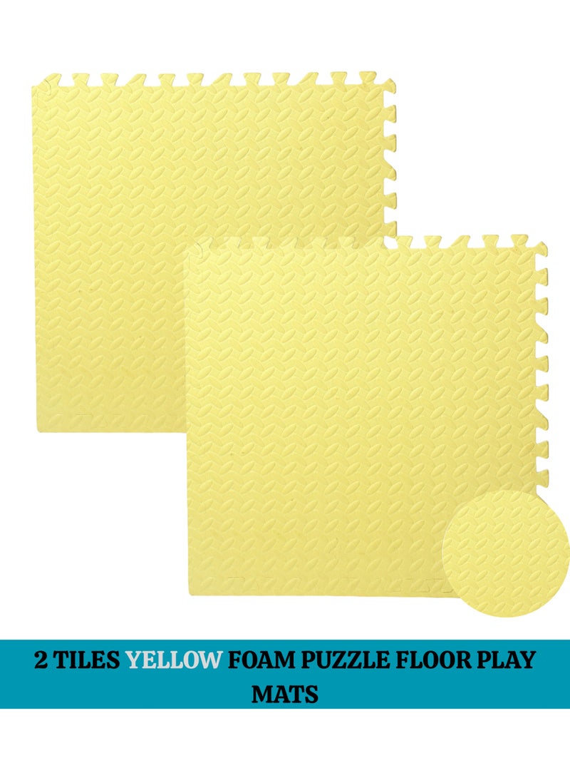 GoldenLike Foam Floor Mat, 60*60cm Puzzle Foam Mat with Borders Interlocking Baby Play Mat Gym Mat Kids Floor Mats Crawling Rug Anti-slip Mat Protective Foam Padding for Home, Gym, 2 Pcs Yellow - Image 2