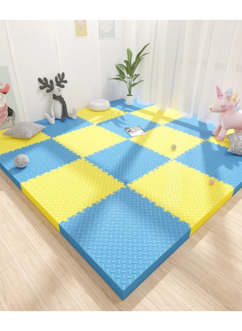 GoldenLike Foam Floor Mat, 60*60cm Puzzle Foam Mat with Borders Interlocking Baby Play Mat Gym Mat Kids Floor Mats Crawling Rug Anti-slip Mat Protective Foam Padding for Home, Gym, 2 Pcs Yellow - Image 1