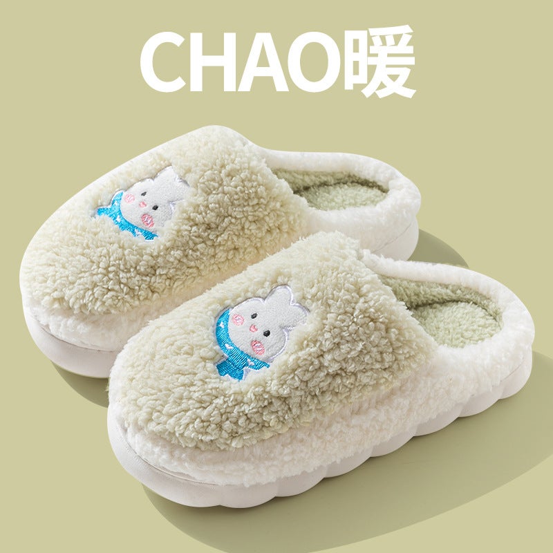 Cixi cotton slippers spring, autumn and winter women's indoor non-slip warm confinement shoes for home thick-soled home couple Men  - Image 3