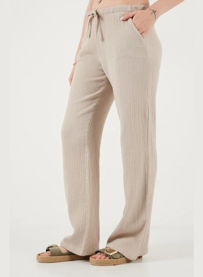 Lela  Lela Cotton Relaxed Fit Wide Leg Muslin Trousers Women's Pants 668YP5502 for Women | Best Price UAE