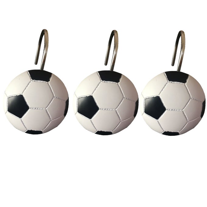 HOME DECORATIVE SOCCER SHOWER CURTAIN HOOKS SET OF 12 SOCCER 11