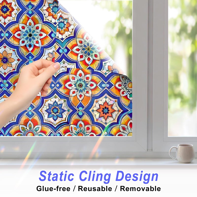 SOMWISE Rainbow Window Privacy Film,Heat Control,UV Blocking,Anti-Glare,Day & Night Privacy Protection & Decoration for Home, Bathroom,Glass Door,Static Cling,Renter-Friendly with Installation Tools - Image 5
