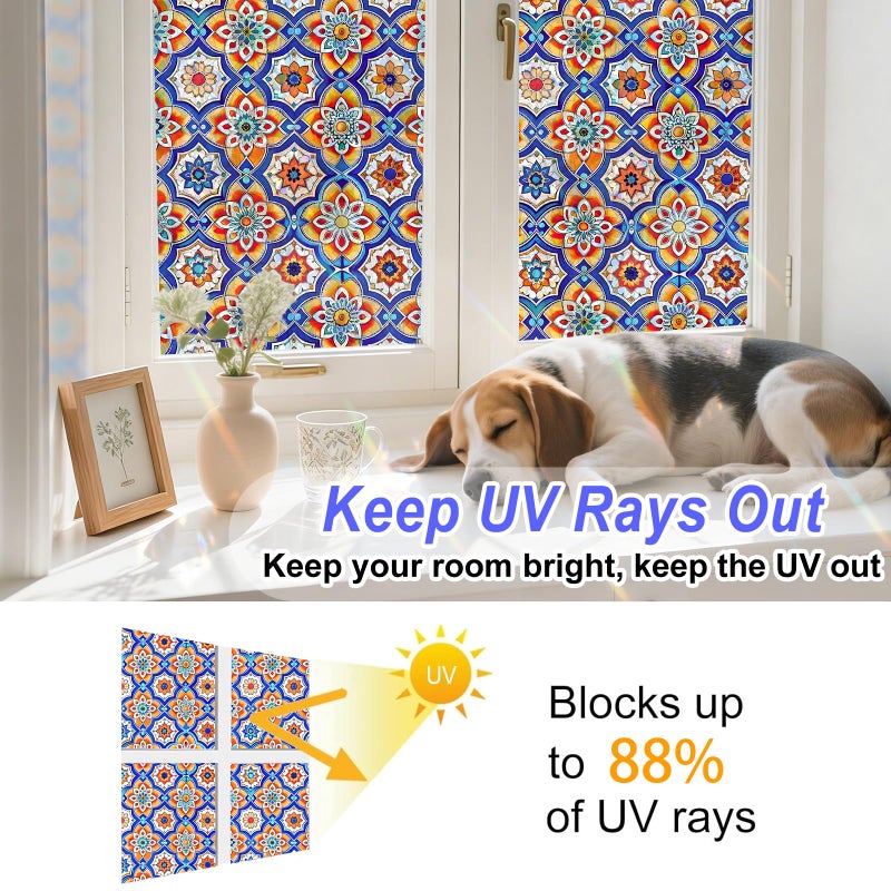 SOMWISE Rainbow Window Privacy Film,Heat Control,UV Blocking,Anti-Glare,Day & Night Privacy Protection & Decoration for Home, Bathroom,Glass Door,Static Cling,Renter-Friendly with Installation Tools - Image 3
