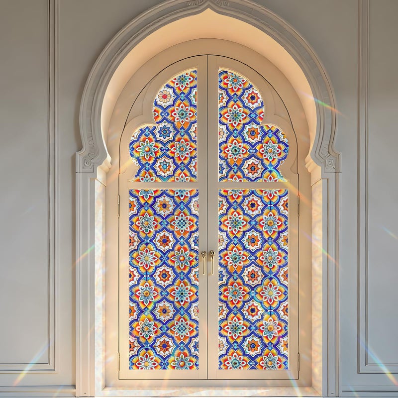 SOMWISE Rainbow Window Privacy Film,Heat Control,UV Blocking,Anti-Glare,Day & Night Privacy Protection & Decoration for Home, Bathroom,Glass Door,Static Cling,Renter-Friendly with Installation Tools - Image 1