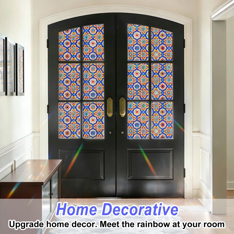 SOMWISE Rainbow Window Privacy Film,Heat Control,UV Blocking,Anti-Glare,Day & Night Privacy Protection & Decoration for Home, Bathroom,Glass Door,Static Cling,Renter-Friendly with Installation Tools - Image 4