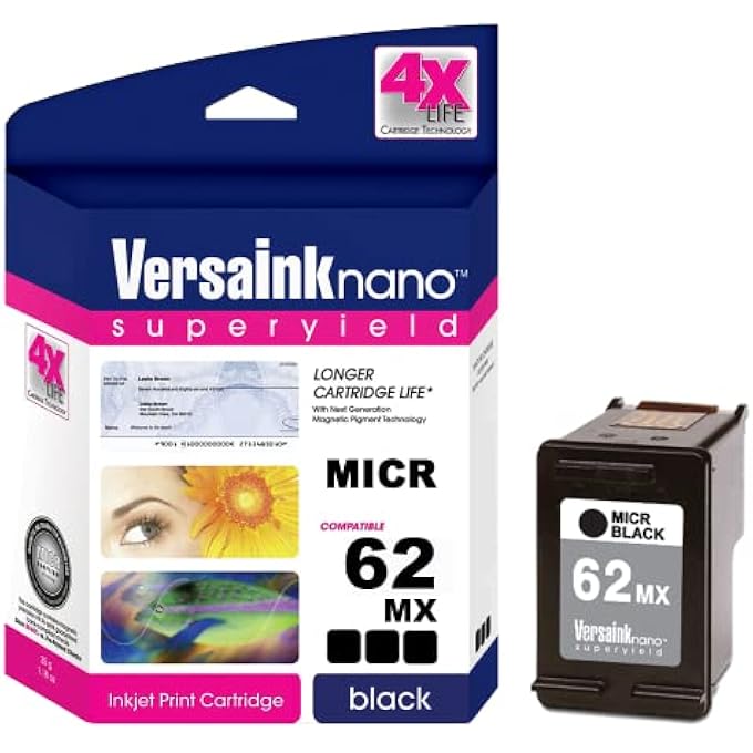 -NANO HP 62 MX, XL BLACK MICR INK CARTRIDGE FOR CHECK PRINTING - Image 1