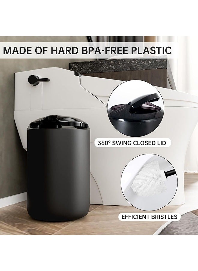 Bathroom Accessories Set,6 Pcs Plastic Gift Set Toothbrush Holder,Mouthwash Cup,Soap Dispenser,Soap Dish,Toilet Brush,Trash Can,Black  - Image 4