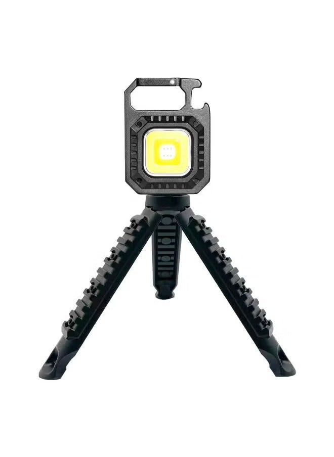SHOPI LED COB Flashlight,Keychain Light with Stand,500 Lumen Rechargeable Keychain Flashlights, 4 Light Modes Portable Pocket Light with Folding Bracket Bottle Opener for Camping,Emergency,Fishing 