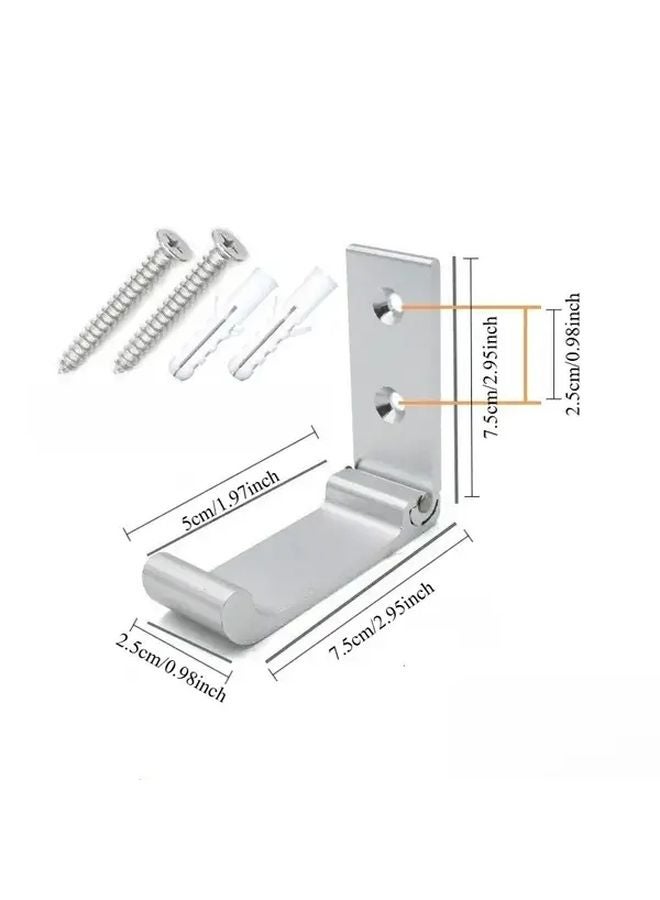 قطعتان من خطاطيف الحائط الفضية الثقيلة القابلة للطي بدون حفر توفير مساحة لجيم المنزل - Image 4