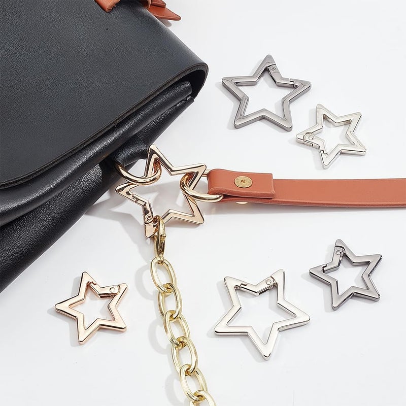 كلاراكو حلقات بوابة زنبركية من سبائك معدنية من كلاركو، 3 ألوان، خطافات مشابك معدنية على شكل نجمة، مشبك زنبركي، مشبك زناد، 18 مم/26 مم، مشابك حلقات مفاتيح زنبركية لسلاسل المفاتيح والحقائب والمجوهرات والحرف اليدوية - Image 4