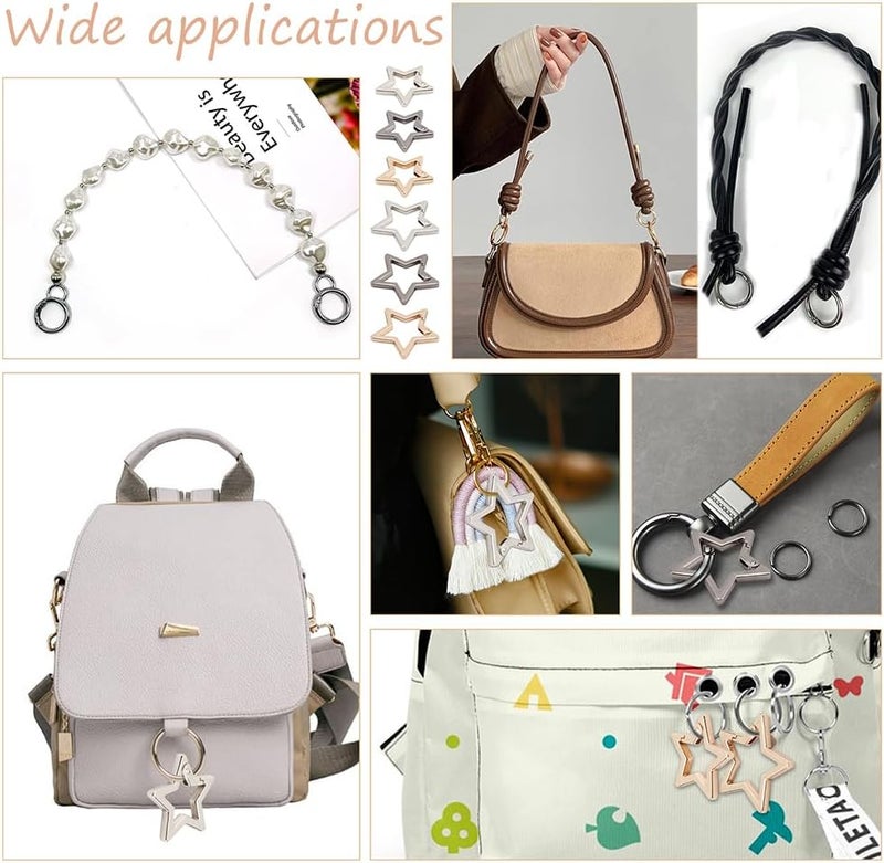 كلاراكو حلقات بوابة زنبركية من سبائك معدنية من كلاركو، 3 ألوان، خطافات مشابك معدنية على شكل نجمة، مشبك زنبركي، مشبك زناد، 18 مم/26 مم، مشابك حلقات مفاتيح زنبركية لسلاسل المفاتيح والحقائب والمجوهرات والحرف اليدوية - Image 5