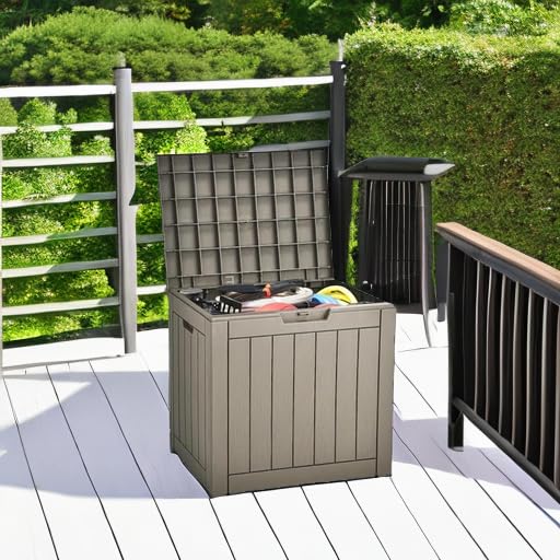 YITAHOME 31 Gallon Outdoor Storage Deck Box, Waterproof Resin Package Delivery and Storage Box with Lockable Lid for Patio Furniture Cushions, Pool Accessories, Garden Tools, Taupe - Image 5