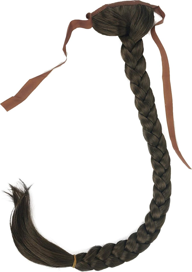 Lydell 24 Long Fishtail Braid Wrap Around Ponytail Extension Synthetic Hairpiece 8 Light Chestnut Brown