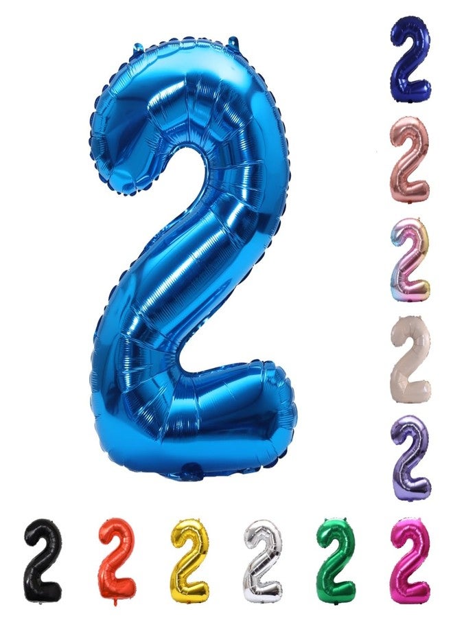 YPSelected 32 Inch Large Foil Helium Number Balloon Birthday Wedding Party 0-9 (Blue, 2) - Image 2