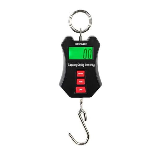CCWEIGH 440lb/200kg Digital Crane Scale - Compact LCD Handheld Hanging Scale for Garage, Farm, Hunting, Fishing & More(200kg/Black) - Image 2