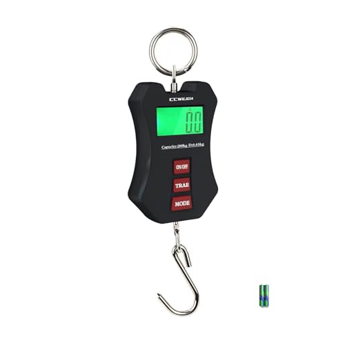 CCWEIGH 440lb/200kg Digital Crane Scale - Compact LCD Handheld Hanging Scale for Garage, Farm, Hunting, Fishing & More(200kg/Black) - Image 1