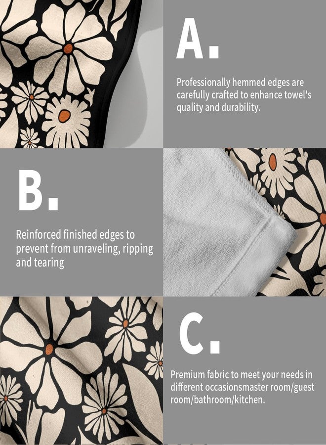 Giwawa Black Daisy Hand Towels Set of 2 Boho Floral Decorative Absorbent Fingertip Towels Soft Kitchen Tea Dish Towels for Bathroom Home Gym Spa - Image 5
