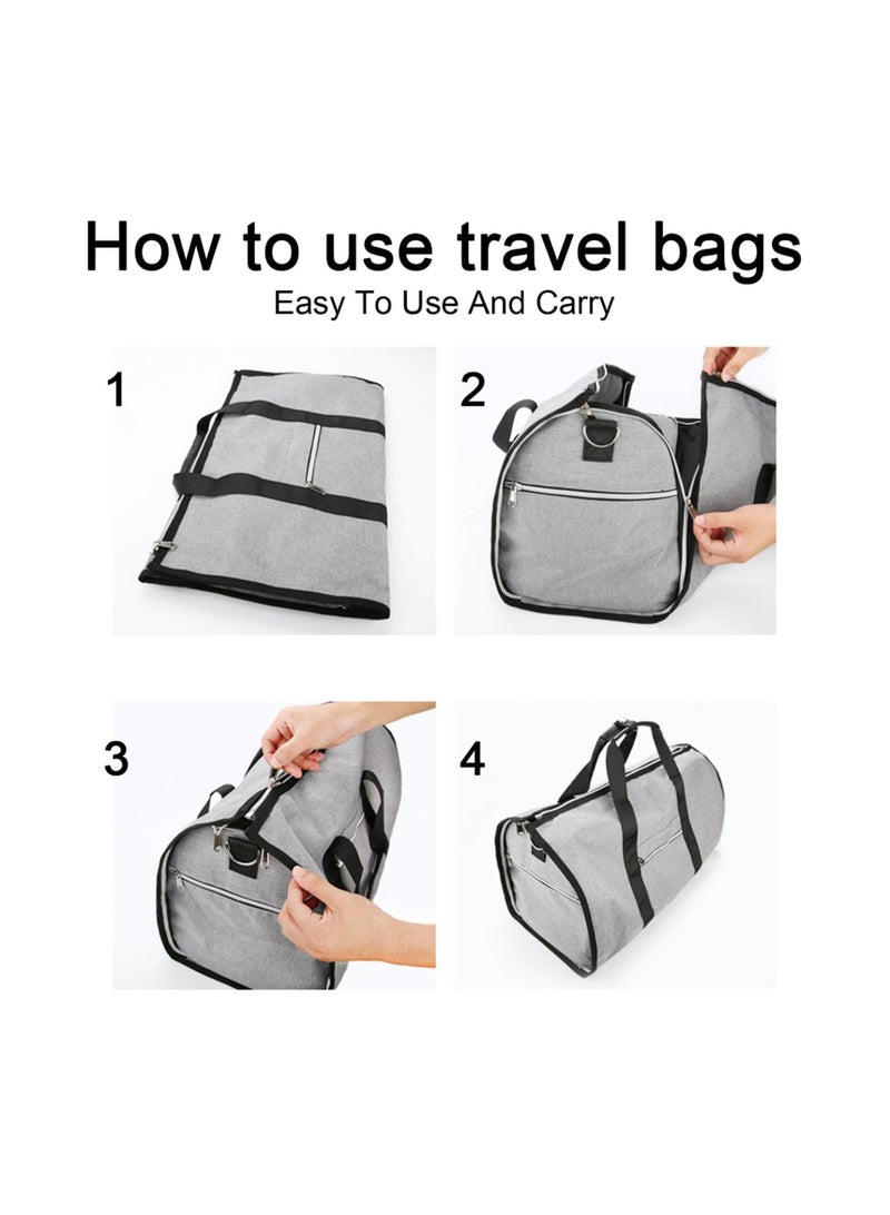 SYOSI Convertible Garment Bag for Travel - Large Capacity Suit Bag, Waterproof Foldable Duffel Bag | 2-in-1 Leather Dress Suitcase with Multiple Compartments, Expandable Garment Bag for Business Trips - Image 5