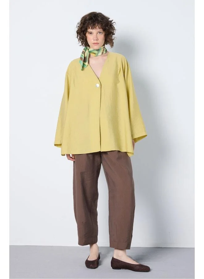 mina aise Women's Olive Green Premium Fabric Oversized Kimono 31099.