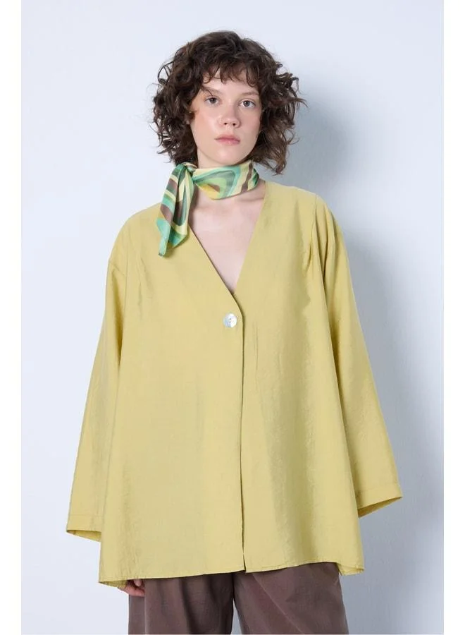 mina aise Women's Olive Green Premium Fabric Oversized Kimono 31099.