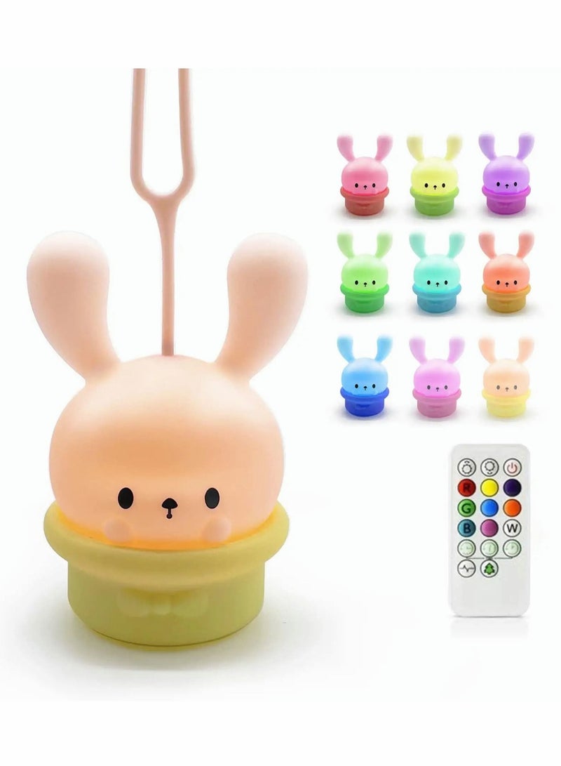 Captaintech Nursery Night Lights for Kids, Cute Silicone Baby Night Light with Touch Sensor, Portable and USB Rechargeable Bunny Nightlight for Childen Lantern for Baby - Image 1