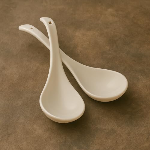 Vemlons Serving Spoon Ceramic Serving Spoon Set of 2 Long Handled Spoon, Ceramic Tableware Set of 2 Piece - Image 4