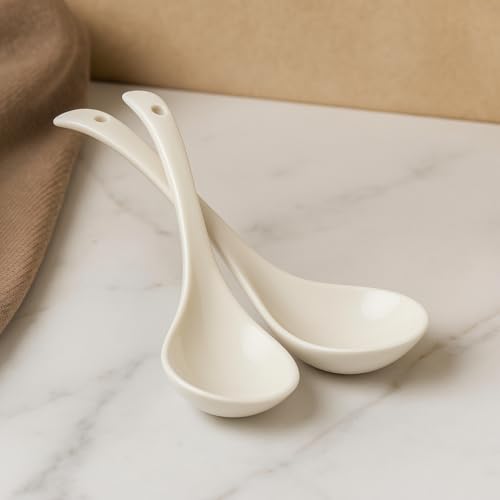 Vemlons Serving Spoon Ceramic Serving Spoon Set of 2 Long Handled Spoon, Ceramic Tableware Set of 2 Piece - Image 1