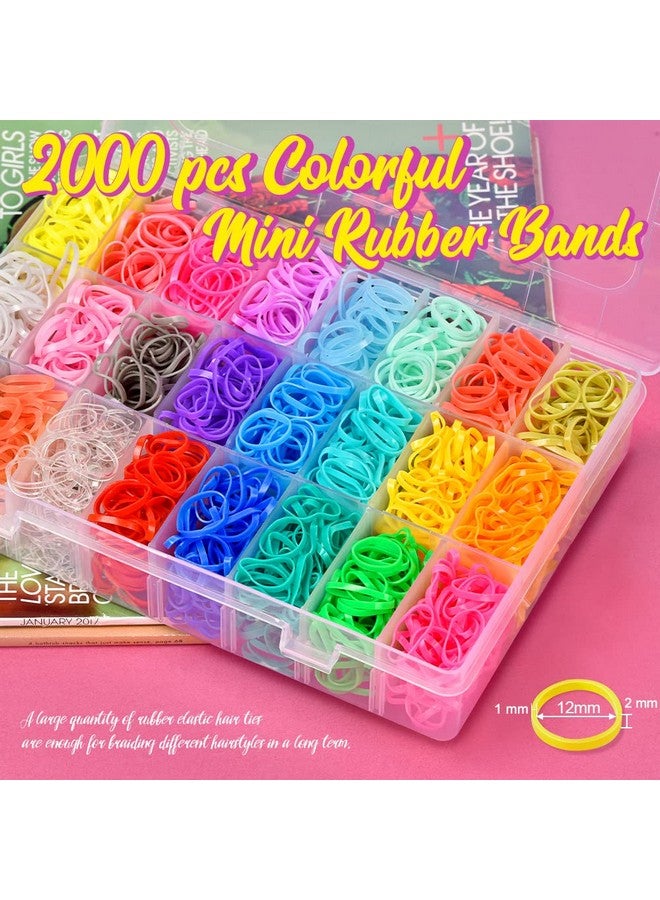 TsMADDTs 24 Colors Rubber Bands, 2000 Pcs Elastic Hair Ties with Organizer Box, Hair Rubber Bands with Hair Tail Tools and Comb, Hair Accessories for Girls Kids Baby Toddler - Image 2