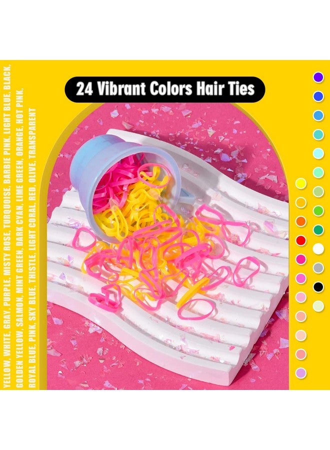 TsMADDTs 24 Colors Rubber Bands, 2000 Pcs Elastic Hair Ties with Organizer Box, Hair Rubber Bands with Hair Tail Tools and Comb, Hair Accessories for Girls Kids Baby Toddler - Image 4