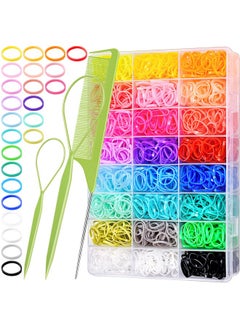 TsMADDTs TsMADDTs 24 Colors Rubber Bands, 2000 Pcs Elastic Hair Ties with Organizer Box, Hair Rubber Bands with Hair Tail Tools and Comb, Hair Accessories for Girls Kids Baby Toddler  - Image 1