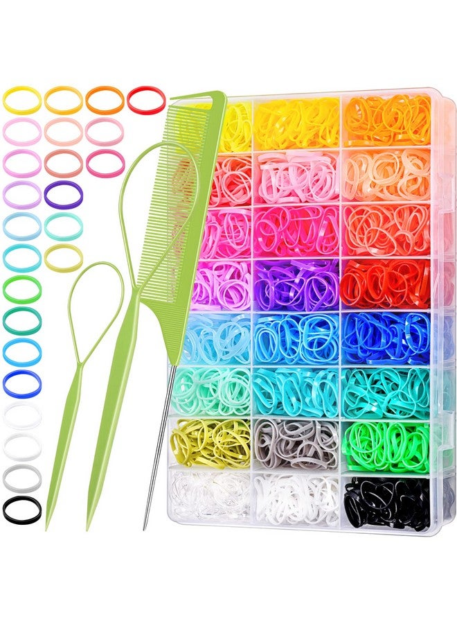TsMADDTs 24 Colors Rubber Bands, 2000 Pcs Elastic Hair Ties with Organizer Box, Hair Rubber Bands with Hair Tail Tools and Comb, Hair Accessories for Girls Kids Baby Toddler - Image 1