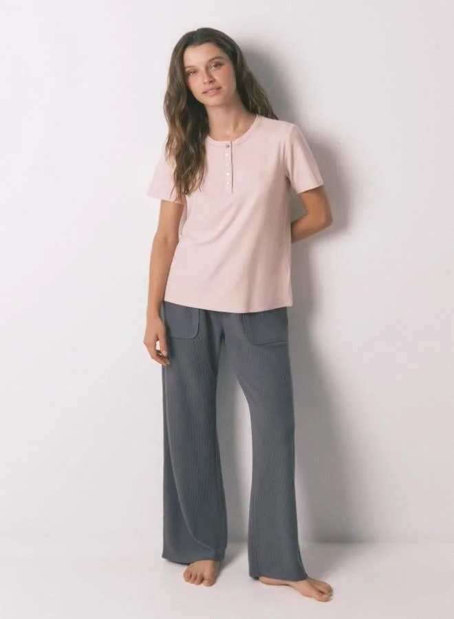 women'secret Pink glitter viscose short sleeve T-shirt